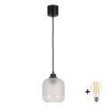 Brilagi - Lampa wisząca LED na linku RETRO GLASS 1xE27/60W/230V śr. 14 cm czarna/biała