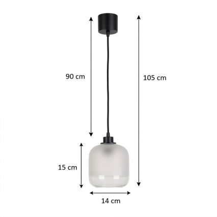 Brilagi - Lampa wisząca LED na linku RETRO GLASS 1xE27/60W/230V śr. 14 cm czarna/biała