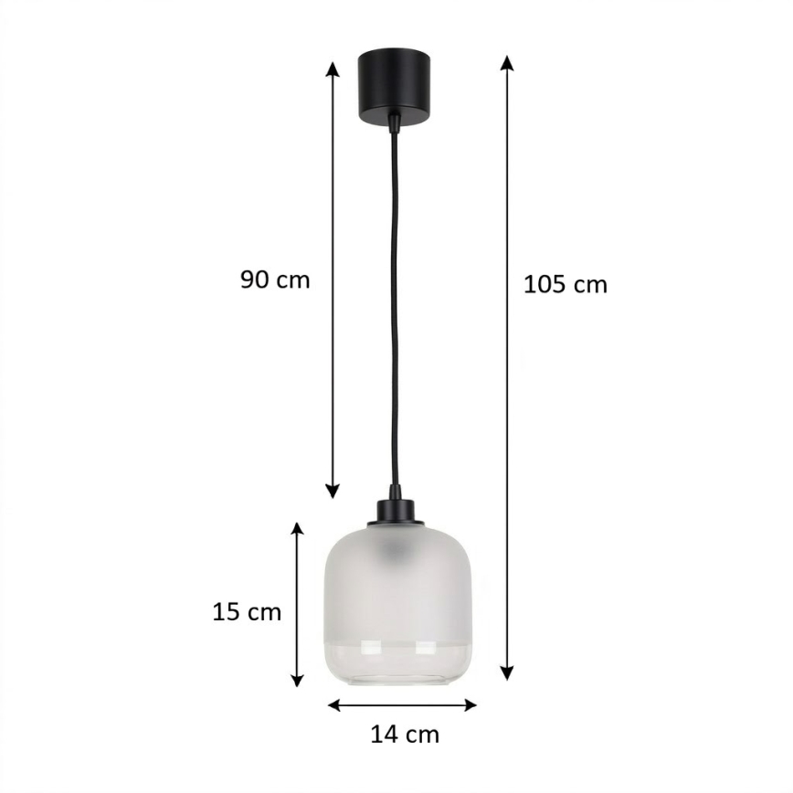 Brilagi - Lampa wisząca LED na linku RETRO GLASS 1xE27/60W/230V śr. 14 cm czarna/biała
