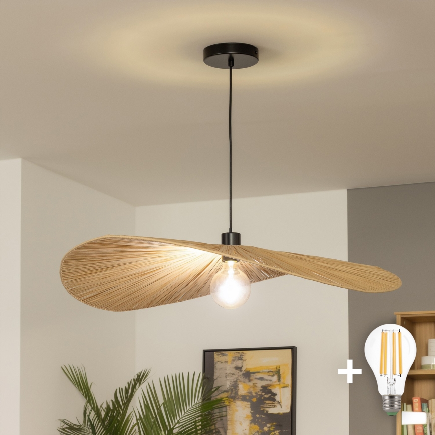 Brilagi - Lampa wisząca LED na przewodzie CERIA BOHO 1xE27/40W/230V śr. 80 cm, abażur z rafii