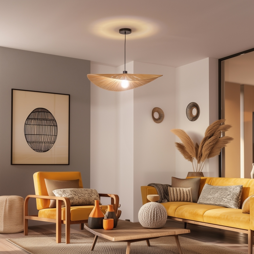 Brilagi - Lampa wisząca LED na przewodzie CERIA BOHO 1xE27/40W/230V śr. 80 cm, abażur z rafii