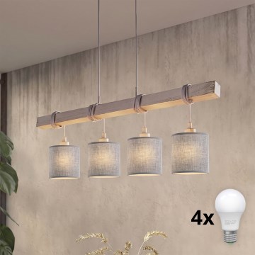 Brilagi - Lampa wisząca LED na przewodzie NUBILA 4xE27/60W/230V szara