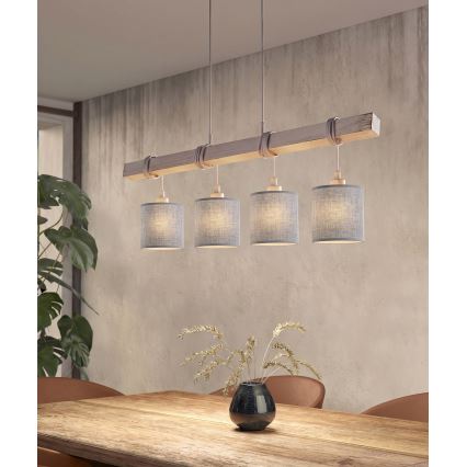 Brilagi - Lampa wisząca LED na przewodzie NUBILA 4xE27/60W/230V szara