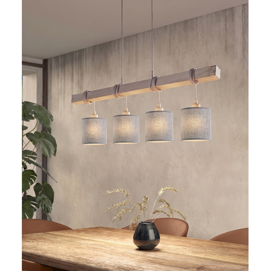 Brilagi - Lampa wisząca LED na przewodzie NUBILA 4xE27/60W/230V szara