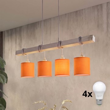 Brilagi - Lampa wisząca LED na przewodzie NUBILA 4xE27/60W/230V szary/pomarańczowy
