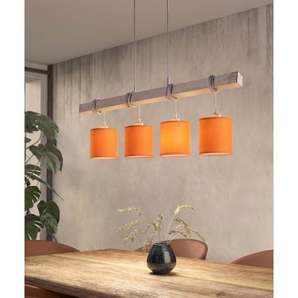 Brilagi - Lampa wisząca LED na przewodzie NUBILA 4xE27/60W/230V szary/pomarańczowy
