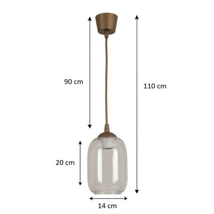Brilagi - Lampa wisząca LED na przewodzie RETRO GLASS 1xE27/60W/230V średnica 14 cm brązowy/przydymiony szary
