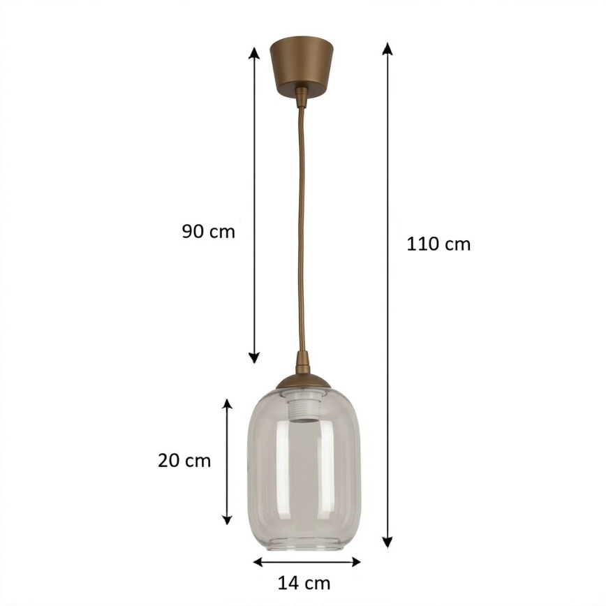 Brilagi - Lampa wisząca LED na przewodzie RETRO GLASS 1xE27/60W/230V średnica 14 cm brązowy/przydymiony szary