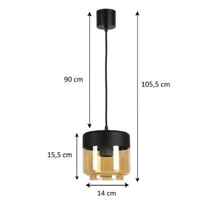 Brilagi - LED lampa wisząca na lince RETRO GLASS 1xE27/60W/230V śr. 14 cm czarny/przydymiony beżowy