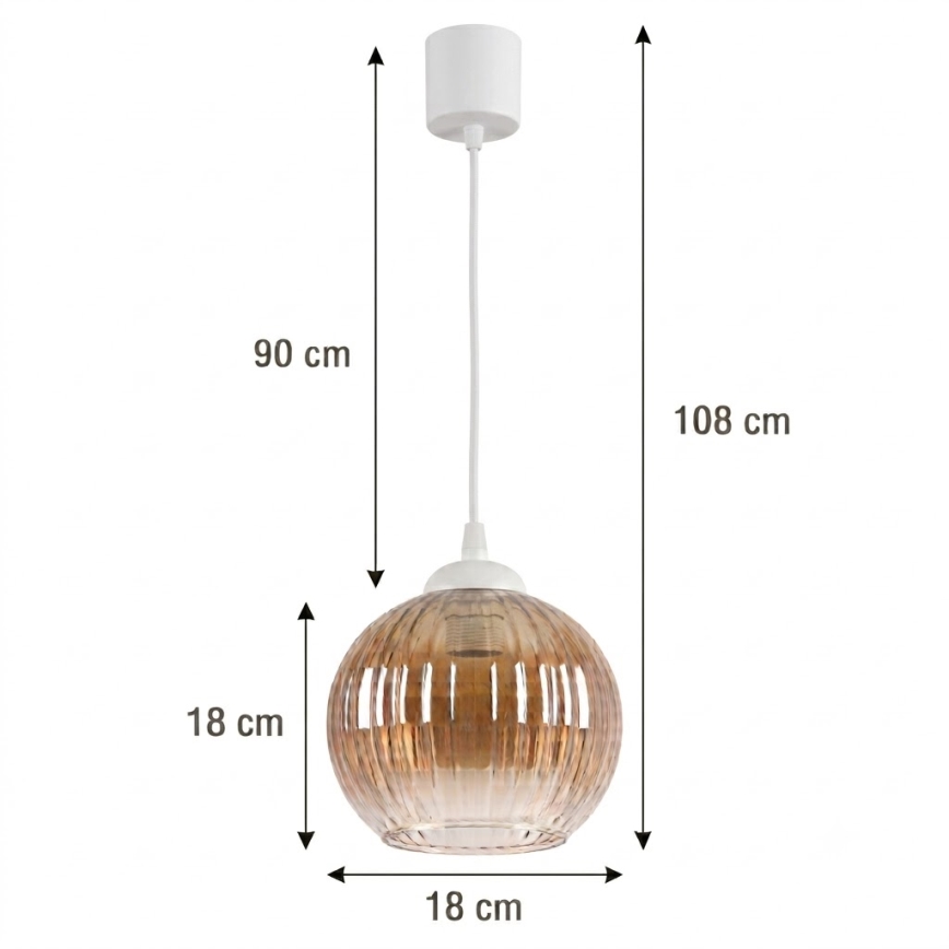 Brilagi - Lampa wisząca LED na przewodzie RETRO GLASS 1xE27/60W/230V śr. 18 cm biała/dymno-brązowa