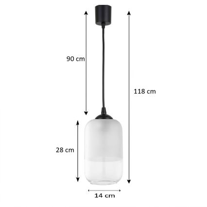 Brilagi - Lampa wisząca LED na przewodzie RETRO GLASS 1xE27/60W/230V śr. 14 cm czarna/biała