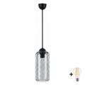 BRILAGI - Lampa wisząca LED na przewodzie RETRO GLASS 1xE27/60W/230V śr. 14 cm czarny/dymny szary