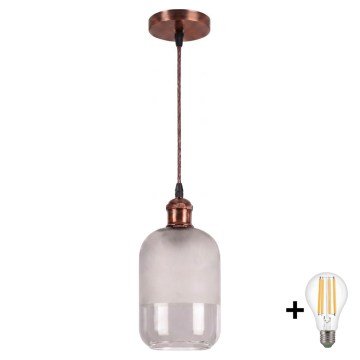 Brilagi - Lampa wisząca LED na przewodzie RETRO GLASS 1xE27/60W/230V śr. 14 cm miedziana/biała