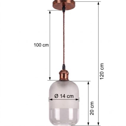 Brilagi - Lampa wisząca LED na przewodzie RETRO GLASS 1xE27/60W/230V śr. 14 cm miedziana/biała