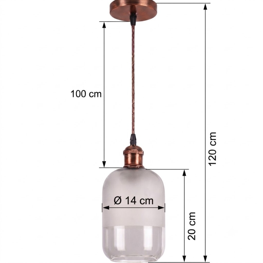 Brilagi - Lampa wisząca LED na przewodzie RETRO GLASS 1xE27/60W/230V śr. 14 cm miedziana/biała