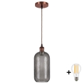Brilagi - Lampa wisząca LED na przewodzie RETRO GLASS 1xE27/60W/230V śr. 14 cm miedziana/dymnoszara