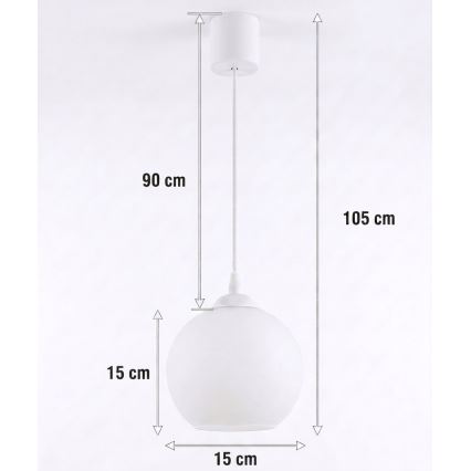 Brilagi - Lampa wisząca LED na przewodzie RETRO GLASS 1xE27/60W/230V śr. 15 cm biała