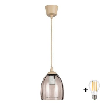 Brilagi - Lampa wisząca LED na przewodzie RETRO GLASS 1xE27/60W/230V śr. 17 cm beżowy/przydymiony beż