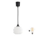 Brilagi - Lampa wisząca LED na przewodzie RETRO GLASS 1xE27/60W/230V śr. 20 cm czarny/biały