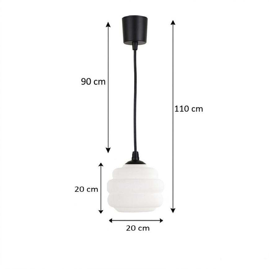 Brilagi - Lampa wisząca LED na przewodzie RETRO GLASS 1xE27/60W/230V śr. 20 cm czarny/biały