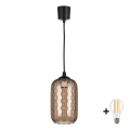 Brilagi - Lampa wisząca LED na przewodzie RETRO GLASS 1xE27/60W/230V średnica 14 cm czarny/przydymiony brąz