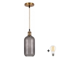 BRILAGI - lampa wisząca LED na przewodzie RETRO GLASS 1xE27/60W/230V Ø 14 cm złota/przydymiona szara