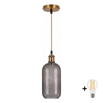 BRILAGI - lampa wisząca LED na przewodzie RETRO GLASS 1xE27/60W/230V Ø 14 cm złota/przydymiona szara