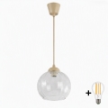 Brilagi - Lampa wisząca LED na przewodzie RETRO GLASS 1xE27/60W/230V Ø 25 cm beżowy/przezroczysty
