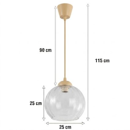 Brilagi - Lampa wisząca LED na przewodzie RETRO GLASS 1xE27/60W/230V Ø 25 cm beżowy/przezroczysty
