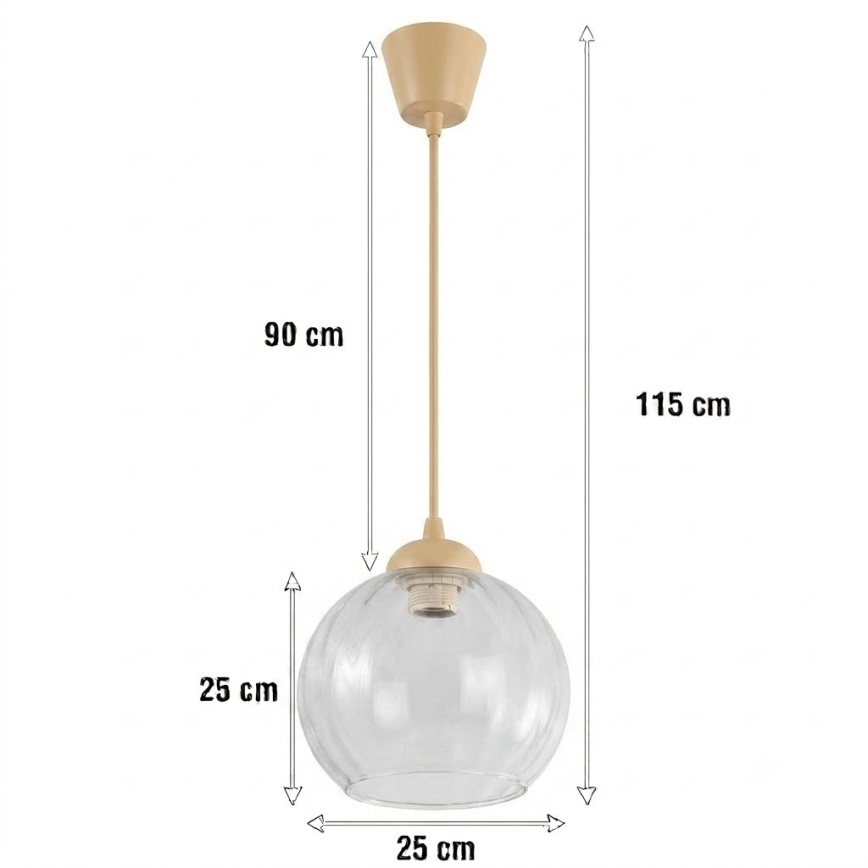 Brilagi - Lampa wisząca LED na przewodzie RETRO GLASS 1xE27/60W/230V Ø 25 cm beżowy/przezroczysty