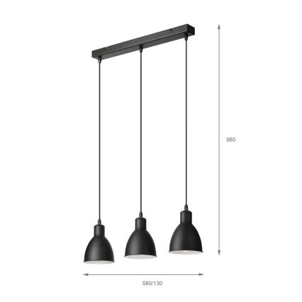 Brilagi - Lampa wisząca LED na przewodzie RIDDY 3xE27/60W/230V czarna