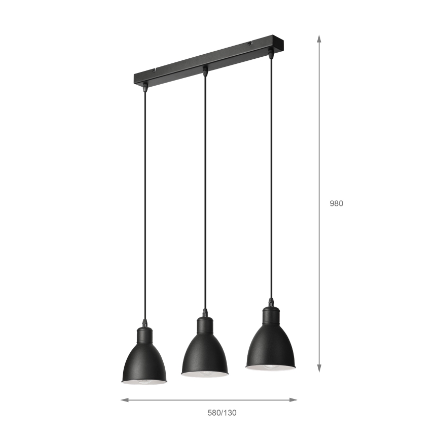 Brilagi - Lampa wisząca LED na przewodzie RIDDY 3xE27/60W/230V czarna