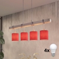 Brilagi - Lampa wisząca LED NUBILA na lince 4xE27/60W/230V szara/czerwona