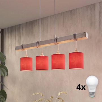 Brilagi - Lampa wisząca LED NUBILA na lince 4xE27/60W/230V szara/czerwona