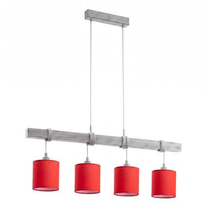 Brilagi - Lampa wisząca LED NUBILA na lince 4xE27/60W/230V szara/czerwona