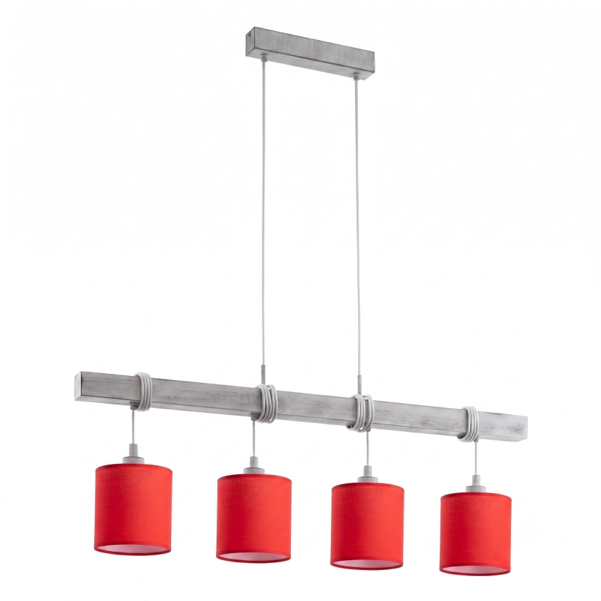 Brilagi - Lampa wisząca LED NUBILA na lince 4xE27/60W/230V szara/czerwona