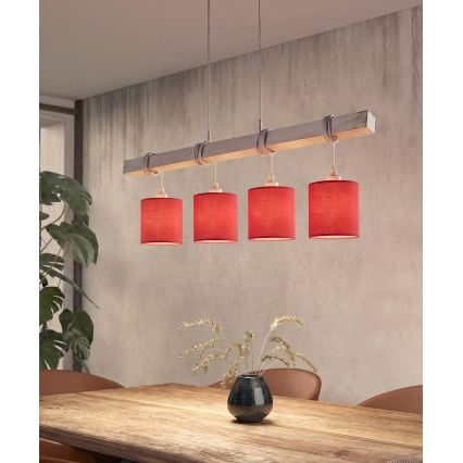 Brilagi - Lampa wisząca LED NUBILA na lince 4xE27/60W/230V szara/czerwona