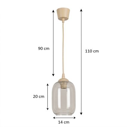 Brilagi - LED żyrandol na lince RETRO GLASS 1xE27/60W/230V śr. 14 cm beżowy/dymny szary