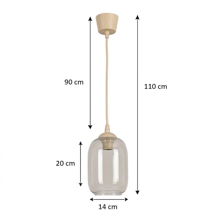 Brilagi - LED żyrandol na lince RETRO GLASS 1xE27/60W/230V śr. 14 cm beżowy/dymny szary