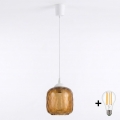 Brilagi - Lampa wisząca LED RETRO GLASS na lince 1xE27/60W/230V Ø 14 cm biały/przydymiony brąz