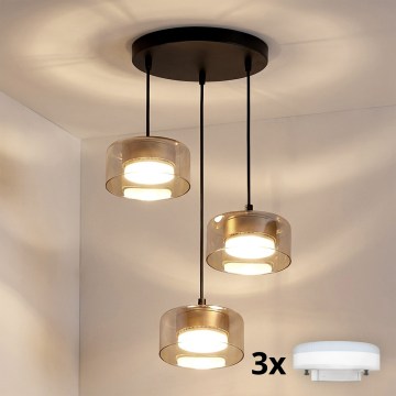 Brilagi - Lampa wisząca LED RGB+CCT ściemnialna na przewodzie AURA LUX 3xGX53/14W/230V 2700-6500K Wi‑Fi Tuya czarny/złoty