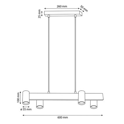 Brilagi - LED RGBW ściemnialny żyrandol na lince SELE 4xGU10/6,5W/230V 2700-6500K czarny