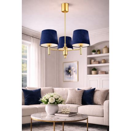 Brilagi - Lampa wisząca na drążku MONTE 3xE27/15W/230V niebieska/złota