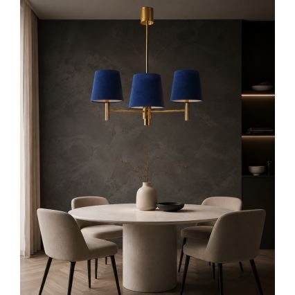 Brilagi - Lampa wisząca na drążku MONTE 3xE27/60W/230V niebieska/złota