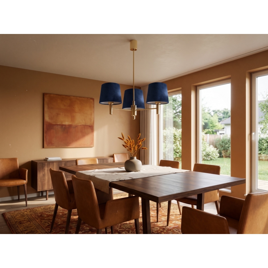 Brilagi - Lampa wisząca na drążku MONTE 3xE27/60W/230V niebieska/złota