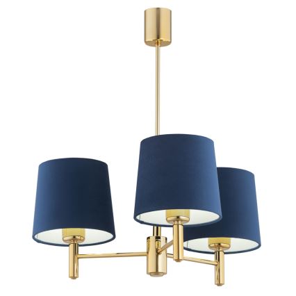 Brilagi - Lampa wisząca na drążku MONTE 3xE27/60W/230V niebieska/złota