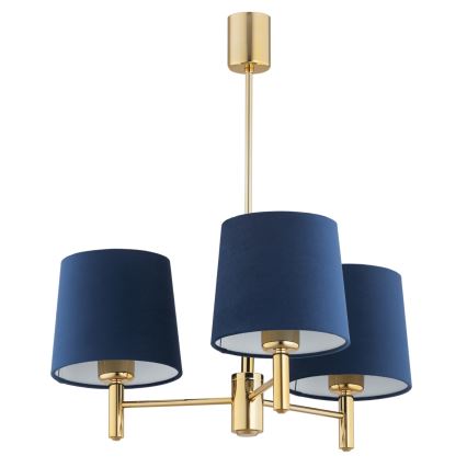 Brilagi - Lampa wisząca na drążku MONTE 3xE27/60W/230V niebieska/złota
