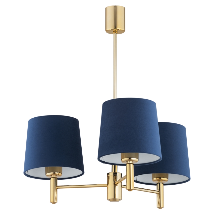 Brilagi - Lampa wisząca na drążku MONTE 3xE27/60W/230V niebieska/złota