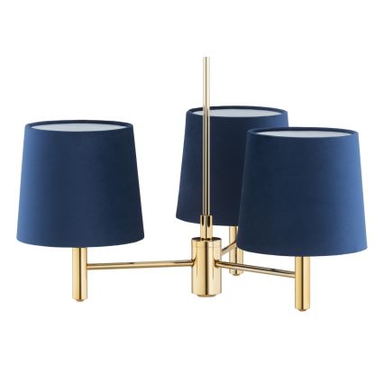 Brilagi - Lampa wisząca na drążku MONTE 3xE27/60W/230V niebieska/złota