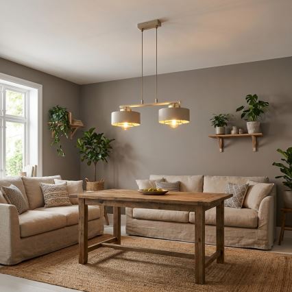 Brilagi - Lampa wisząca na lince 2xE27/60W/230V beżowa/złota